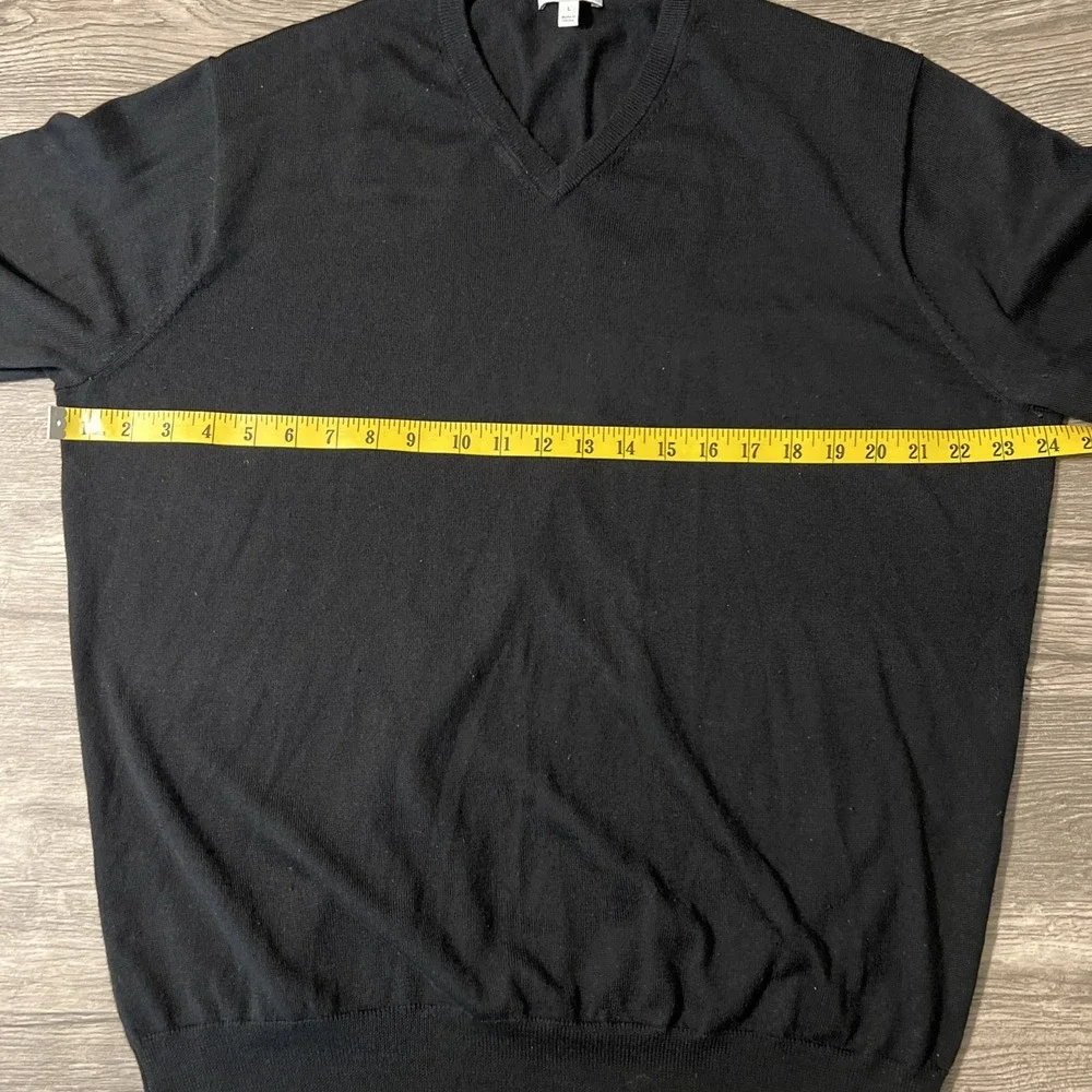 Peter Millar V Neck Merino Wool Blend Black Crewneck Pullover Sweater Size Large